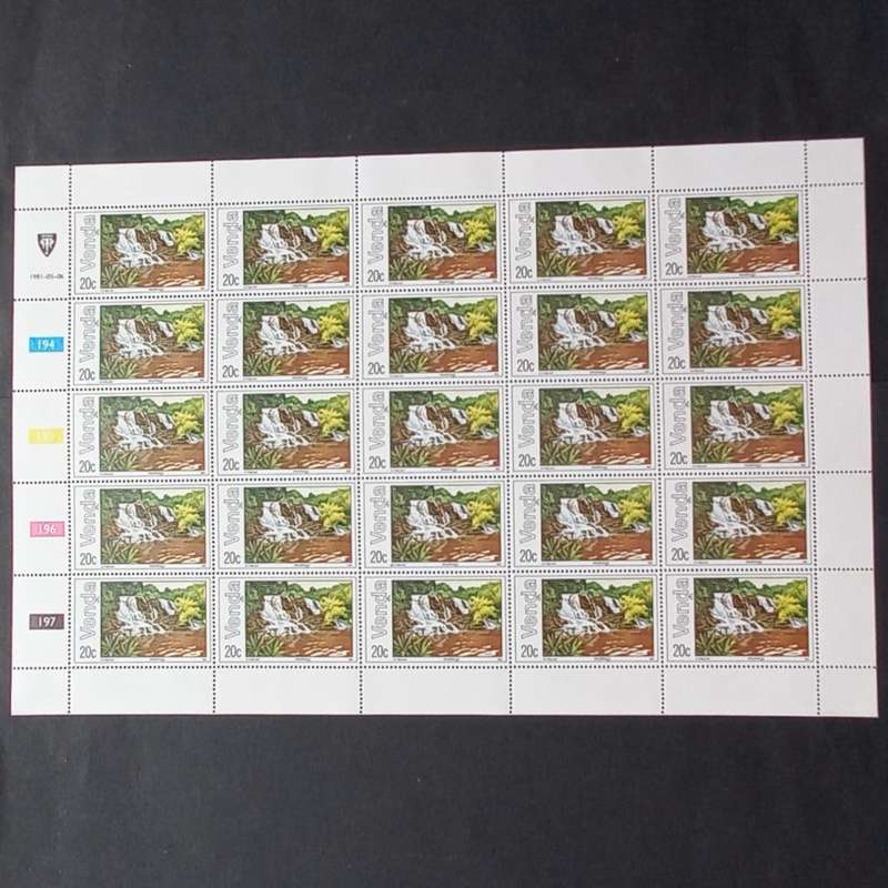 Venda - 1981 Lakes & Waterfalls - Full Set of Full Sheets of 25 - Unused