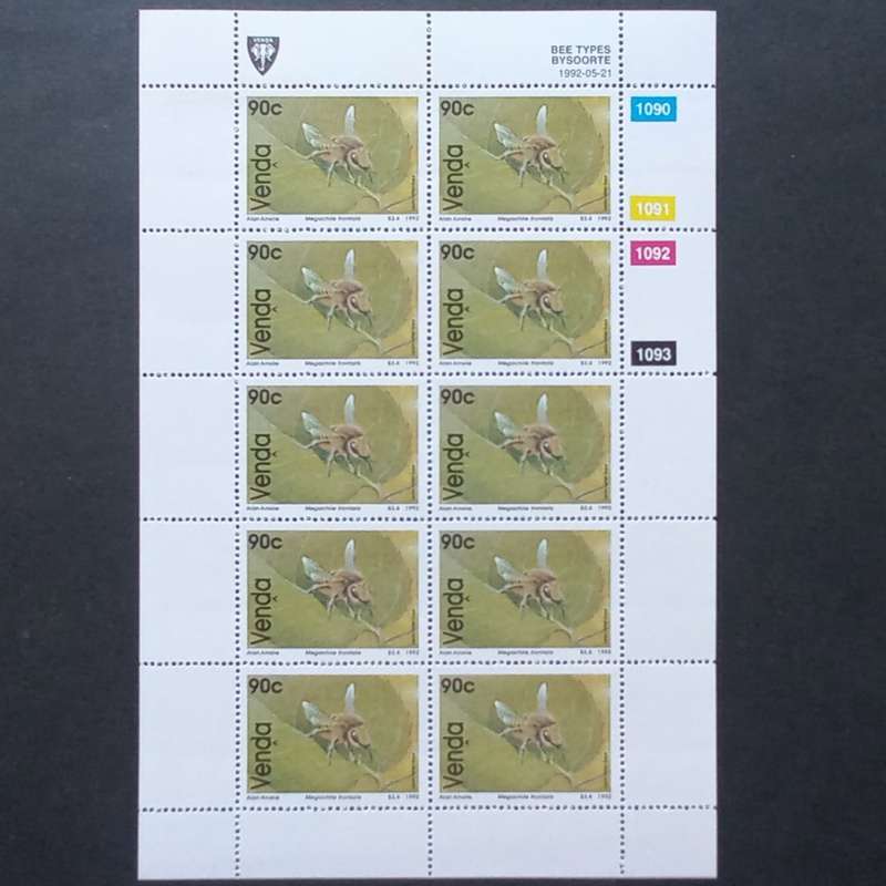 Venda - 1992 Bees - Full Set of Sheetlets of 10 - MNH