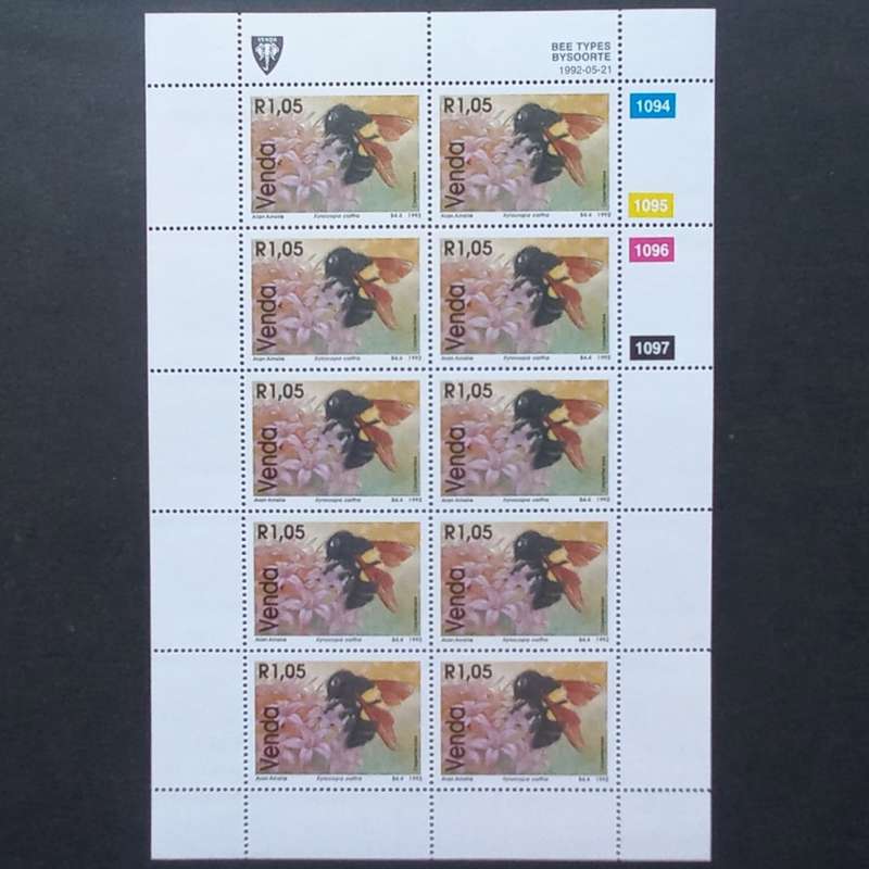 Venda - 1992 Bees - Full Set of Sheetlets of 10 - MNH