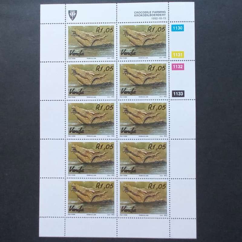 Venda - 1992 Crocodile Farming - Full Set of Sheetlets of 10 - MNH