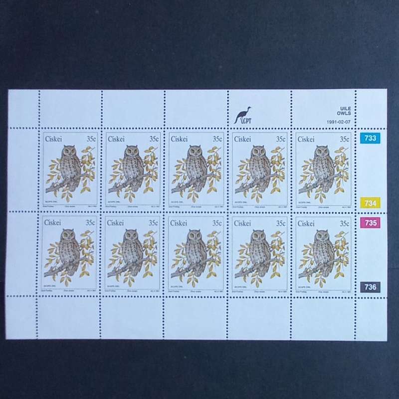 Ciskei - 1991 Owls - Full Set of Sheetlets of 10 - MNH