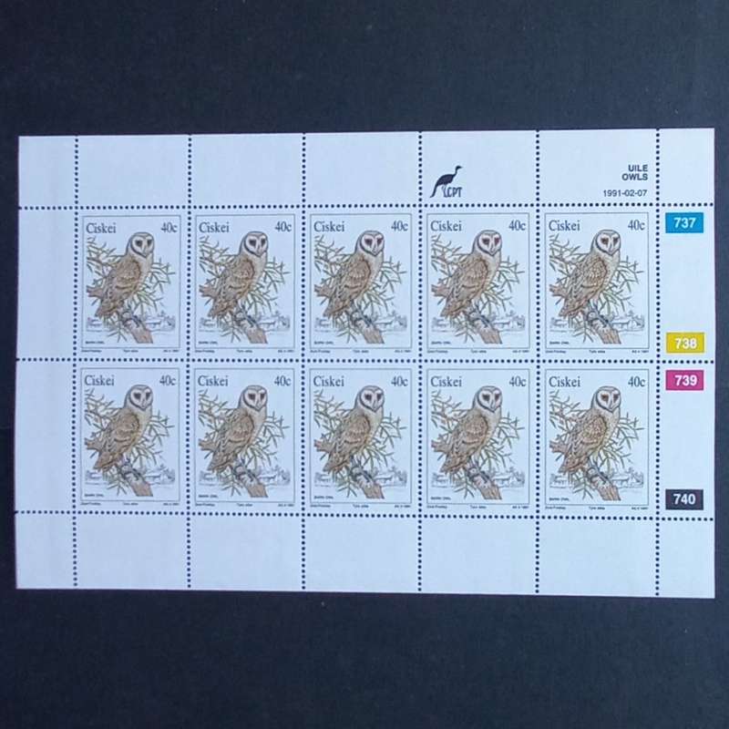 Ciskei - 1991 Owls - Full Set of Sheetlets of 10 - MNH