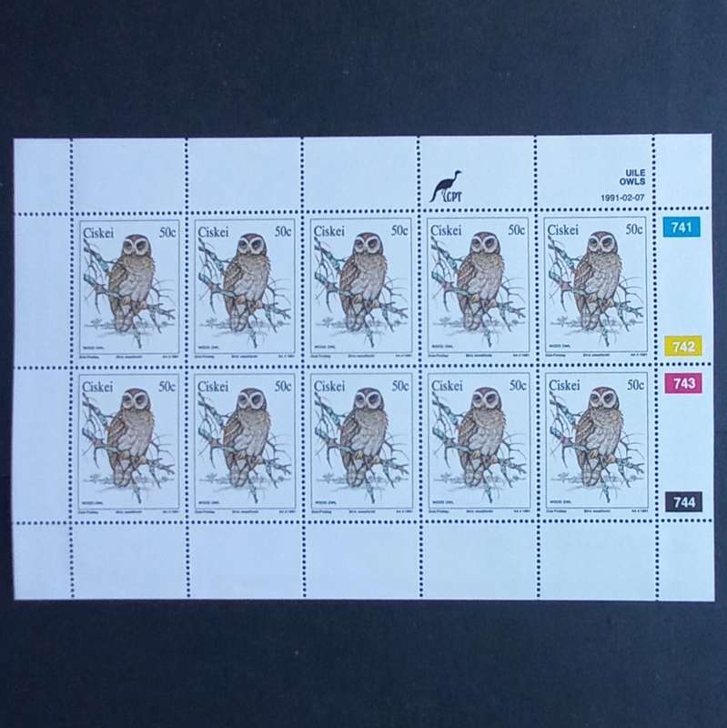 Ciskei - 1991 Owls - Full Set of Sheetlets of 10 - MNH