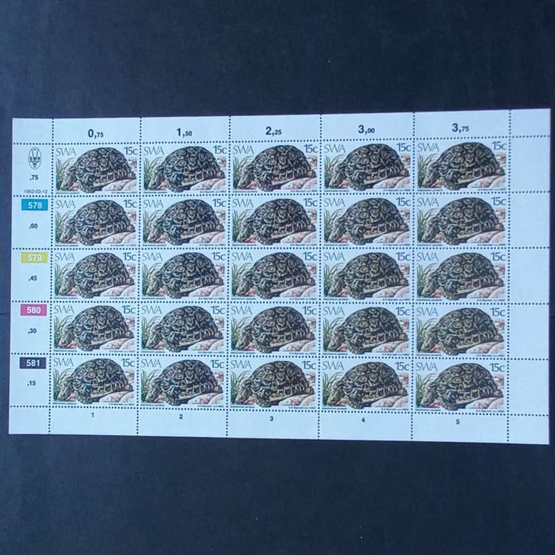 SWA - 1982 Tortoises - Full Set of Full Sheets of 25 - MNH