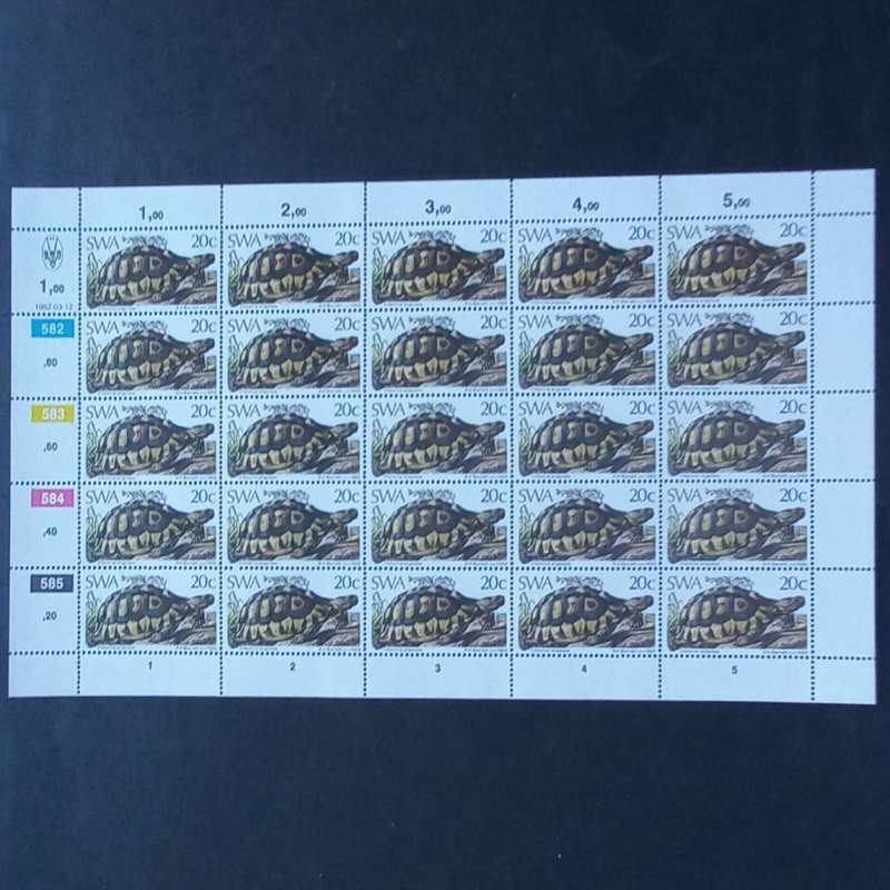 SWA - 1982 Tortoises - Full Set of Full Sheets of 25 - MNH