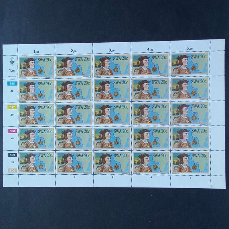 SWA - 1982 Discoverers of S.W.A. - Full Set of Full Sheets of 25 - Unused
