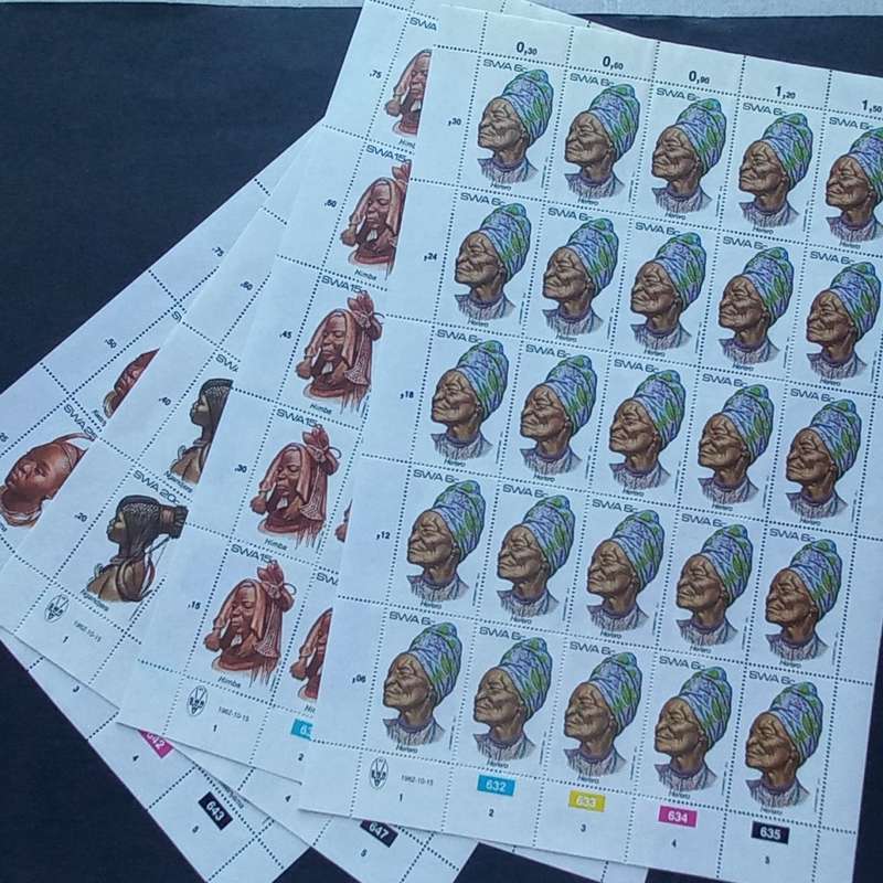 SWA - 1982 Traditional Headdress of S.W.A. - Full Set of Full Sheets of 25 - Unused