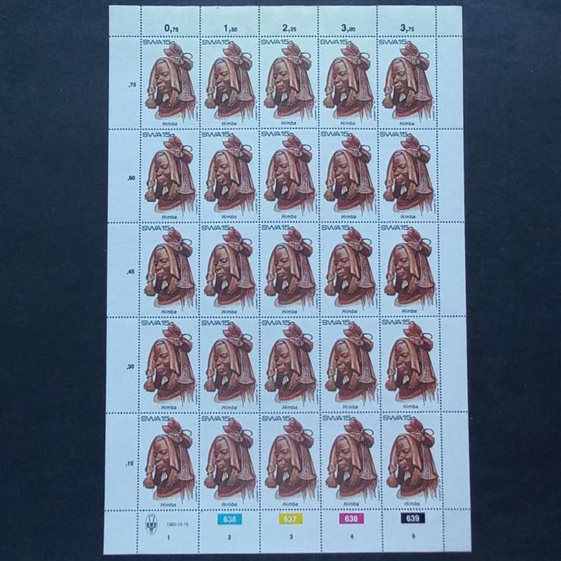 SWA - 1982 Traditional Headdress of S.W.A. - Full Set of Full Sheets of 25 - Unused