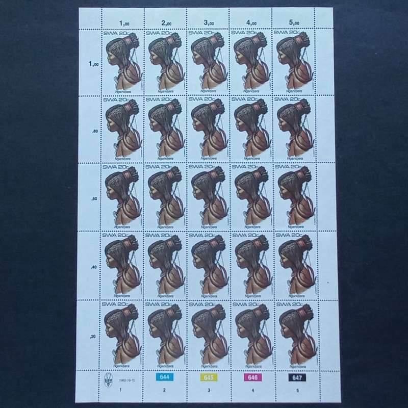 SWA - 1982 Traditional Headdress of S.W.A. - Full Set of Full Sheets of 25 - Unused
