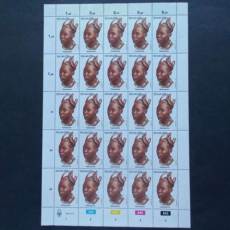SWA - 1982 Traditional Headdress of S.W.A. - Full Set of Full Sheets of 25 - Unused