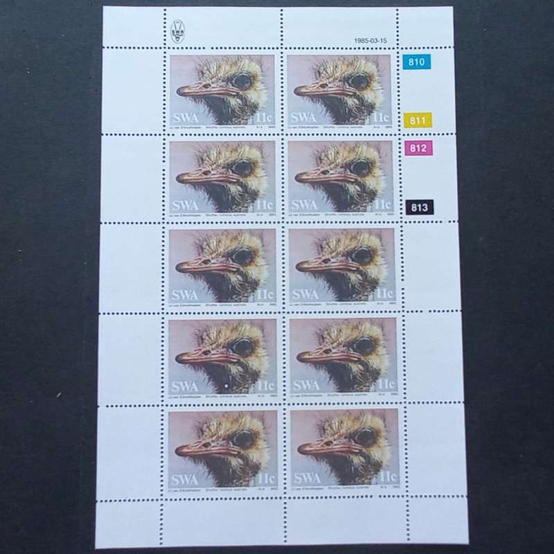 SWA - 1985 Ostriches - Full Set of Sheetlets of 10 - MNH