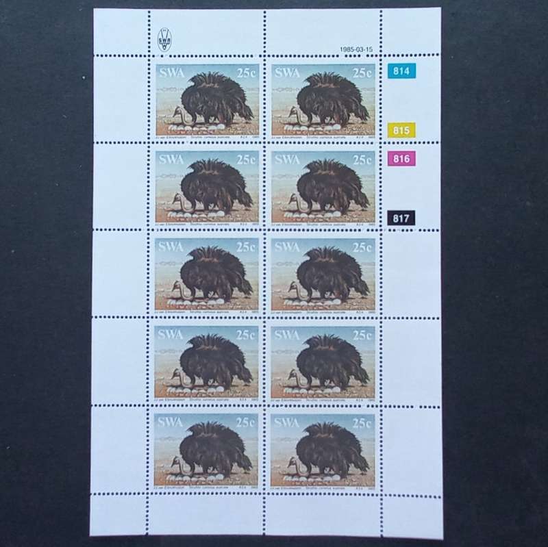SWA - 1985 Ostriches - Full Set of Sheetlets of 10 - MNH