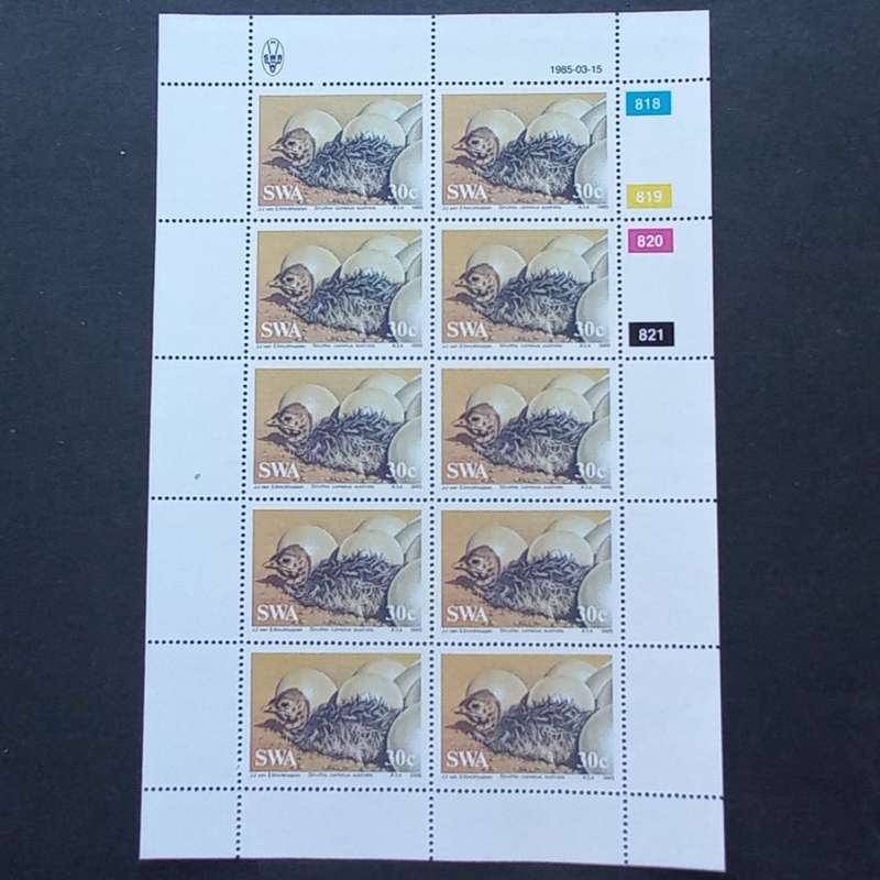 SWA - 1985 Ostriches - Full Set of Sheetlets of 10 - MNH