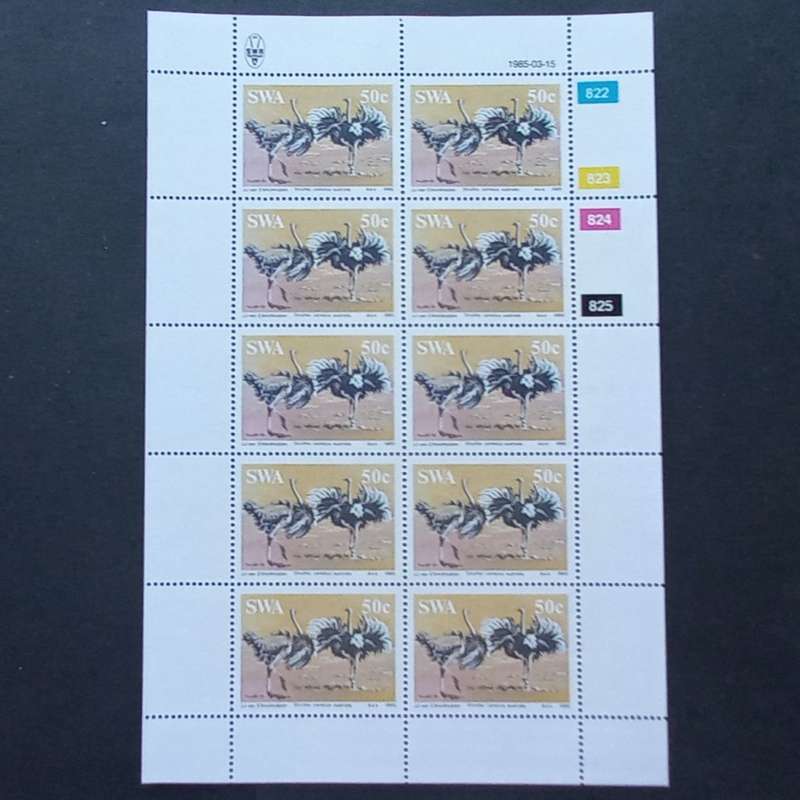SWA - 1985 Ostriches - Full Set of Sheetlets of 10 - MNH