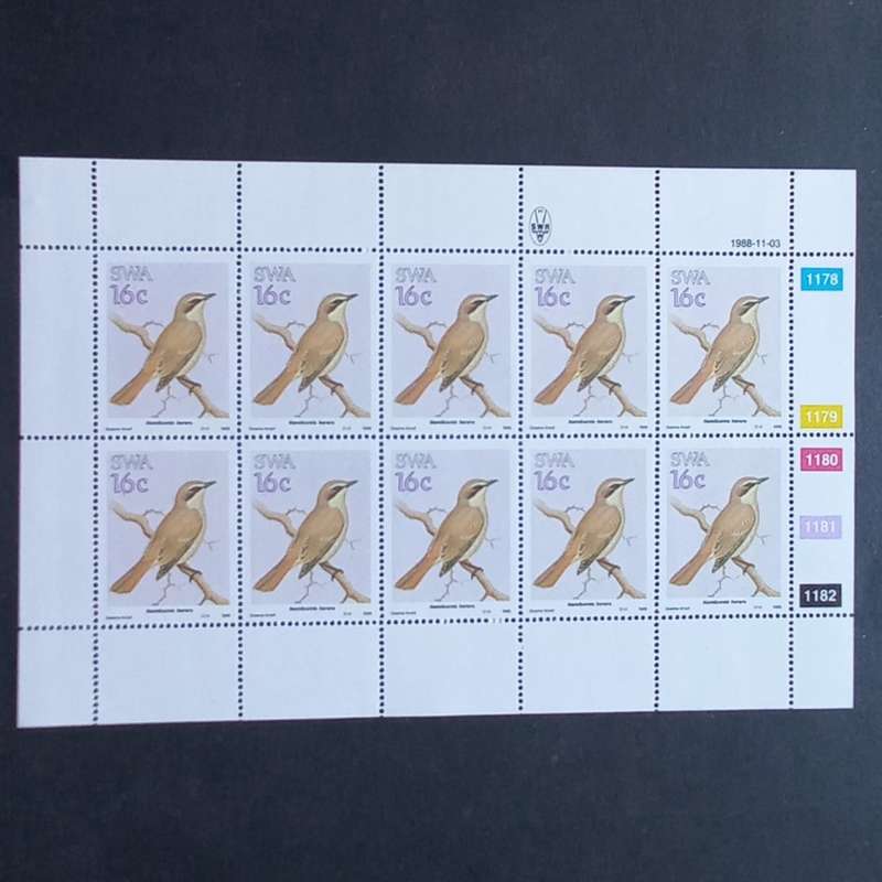 SWA - 1988 Birds of SWA - Full Set of Sheetlets of 10 - MNH
