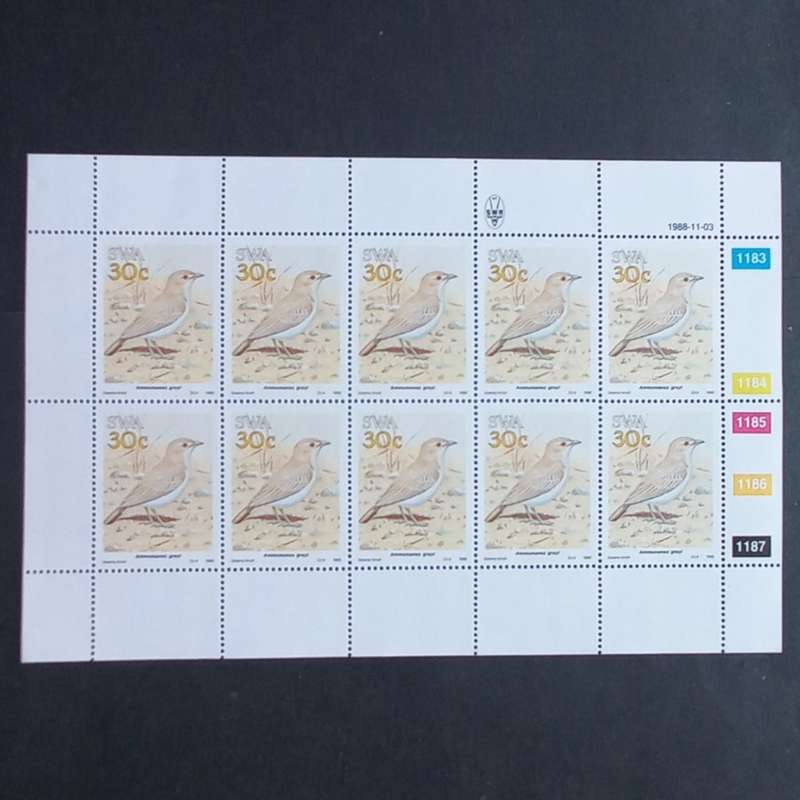 SWA - 1988 Birds of SWA - Full Set of Sheetlets of 10 - MNH