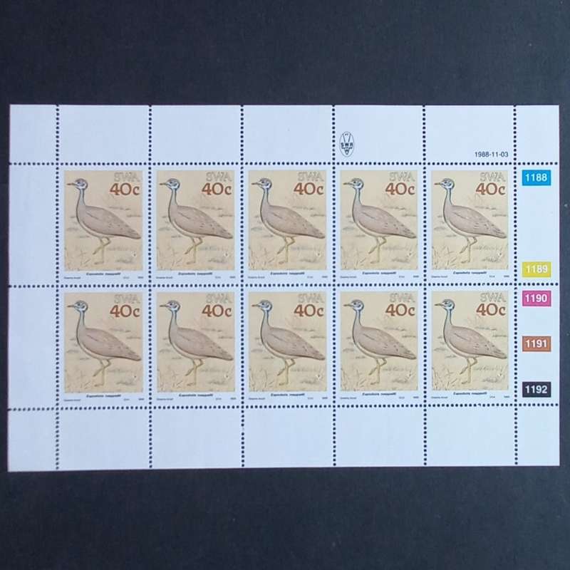 SWA - 1988 Birds of SWA - Full Set of Sheetlets of 10 - MNH