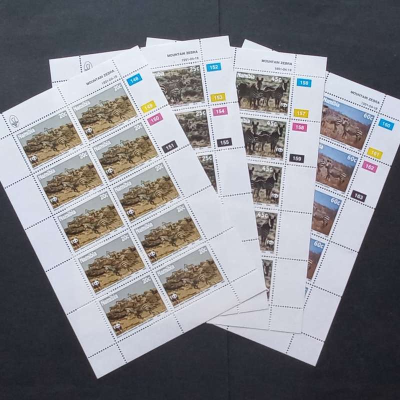 Namibia - 1991 Mountain Zebra - Full Set of Sheetlets of 10 - MNH