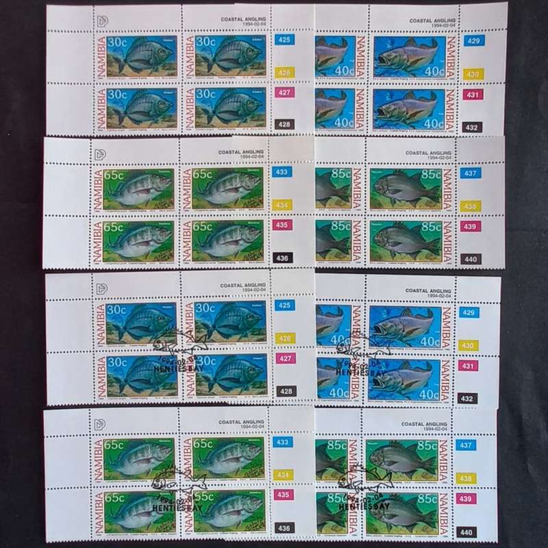 Namibia - 1994 Coastal Angling - 2 x Full Set of Control Blocks of 4 - MNH/CTO