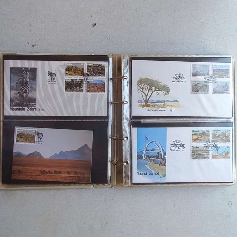 FDC Album - 15 Double-sided album pages - Some with Namibia material