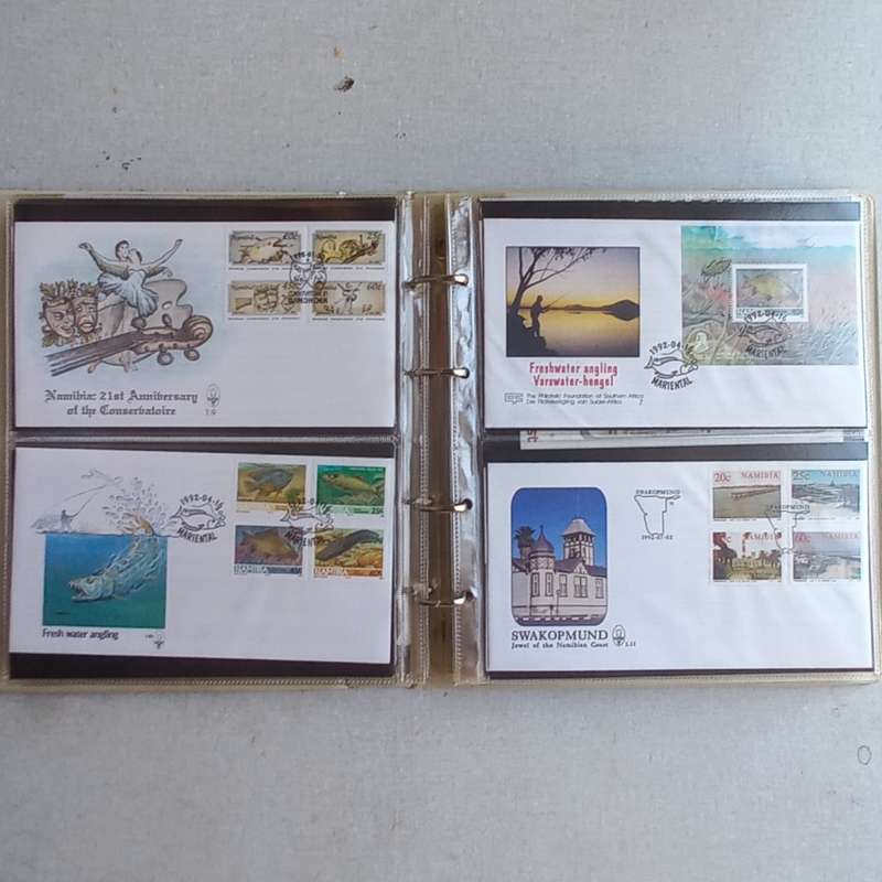 FDC Album - 15 Double-sided album pages - Some with Namibia material