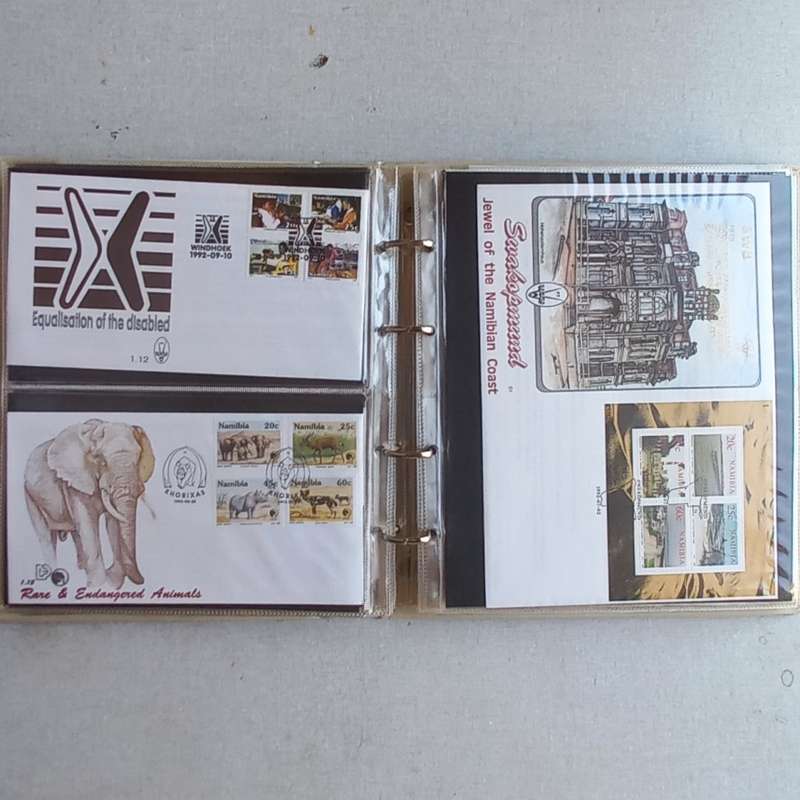 FDC Album - 15 Double-sided album pages - Some with Namibia material