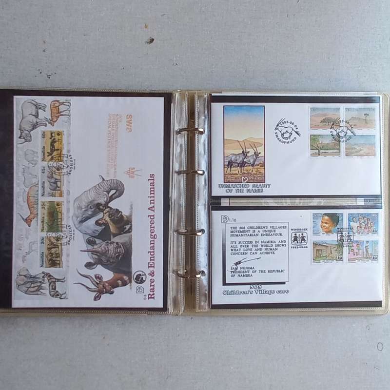 FDC Album - 15 Double-sided album pages - Some with Namibia material