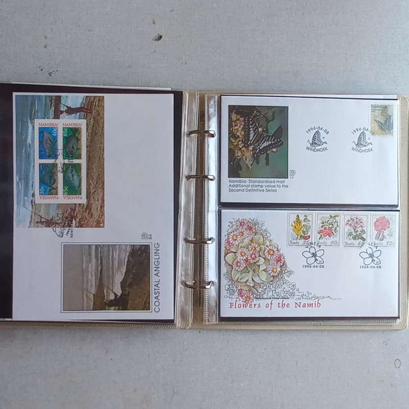 FDC Album - 15 Double-sided album pages - Some with Namibia material