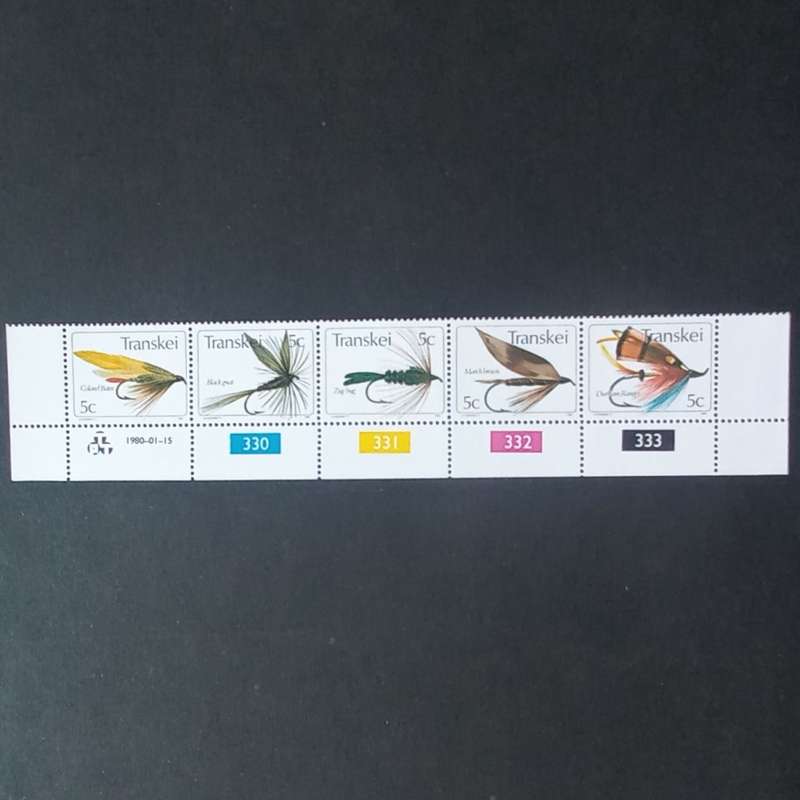 Transkei - 1980 Fishing Flies (1st Series) - Control Strip of 5 - MNH