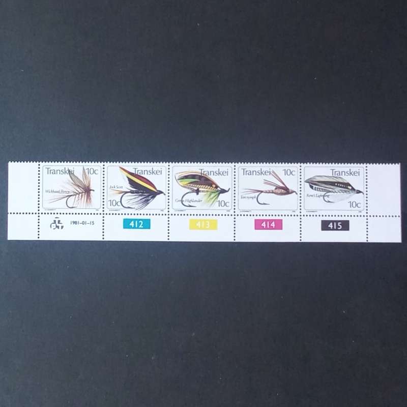 Transkei - 1981 Fishing Flies (2nd Series) - Control Strip of 5 - MNH