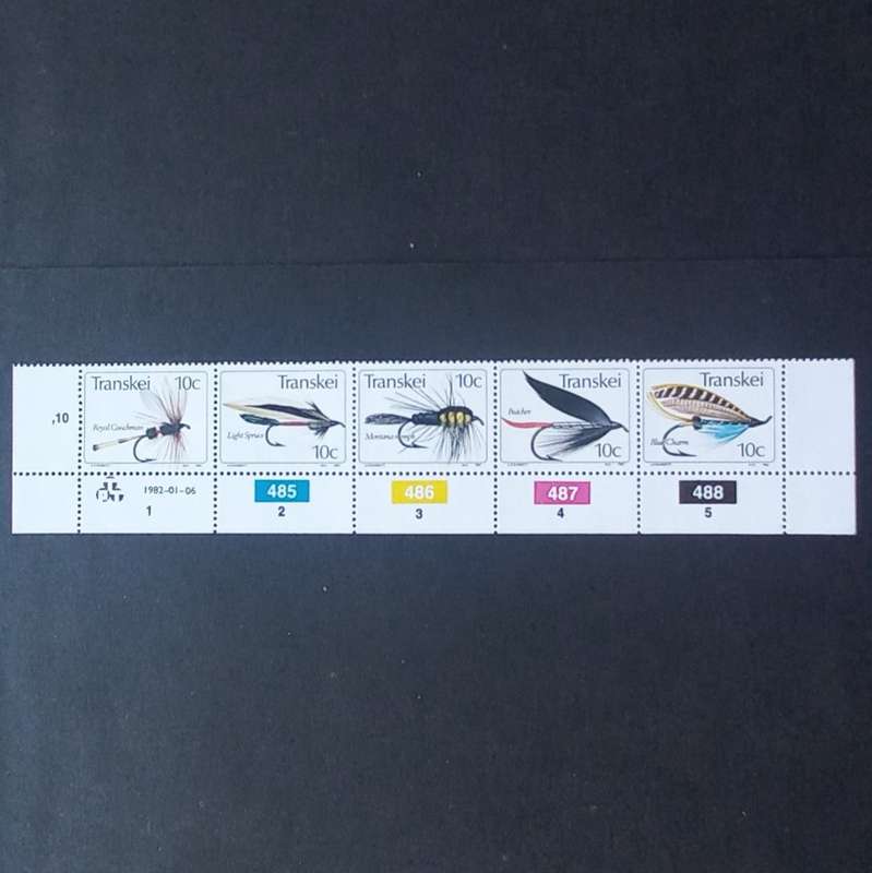 Transkei - 1982 Fishing Flies (3rd Series) - Control Strip of 5 - MNH