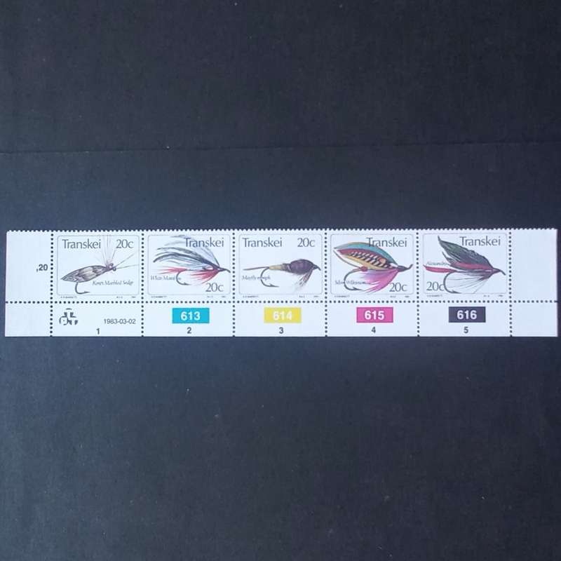 Transkei - 1983 Fishing Flies (4th Series) - Control Strip of 5 - MNH