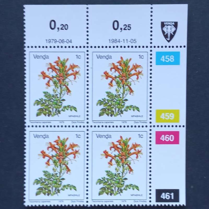 Venda - 1979 1st Defin Issue `Flowers` - 1c - Control Block of 4 - MNH