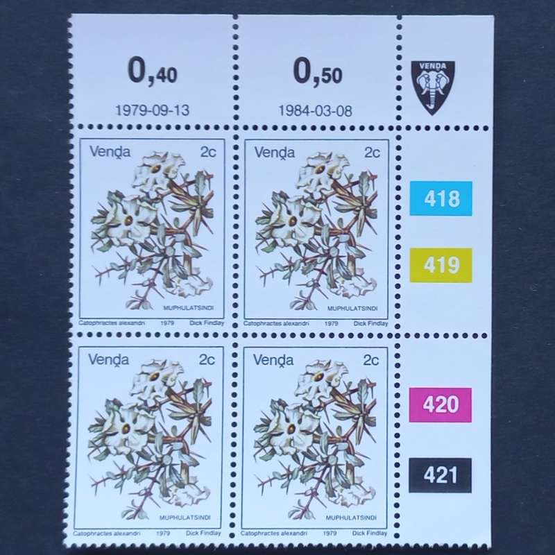 Venda - 1979 1st Defin Issue `Flowers` - 2c - Control Block of 4 - MNH