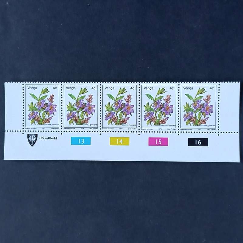 Venda - 1979 1st Defin Issue `Flowers` - 4c - Control Strip of 5 - MNH