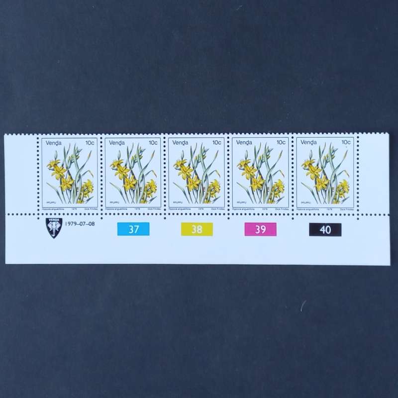 Venda - 1979 1st Defin Issue `Flowers` - 10c - Control Strip of 5 - MNH