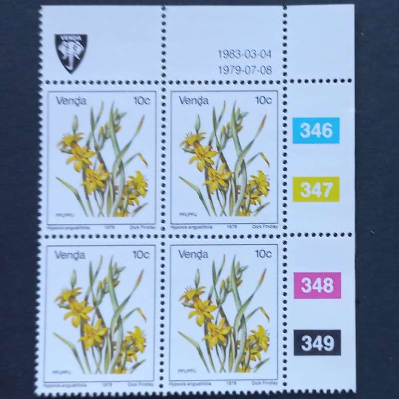 Venda - 1979 1st Defin Issue `Flowers` - 10c - Control Block of 4 - MNH