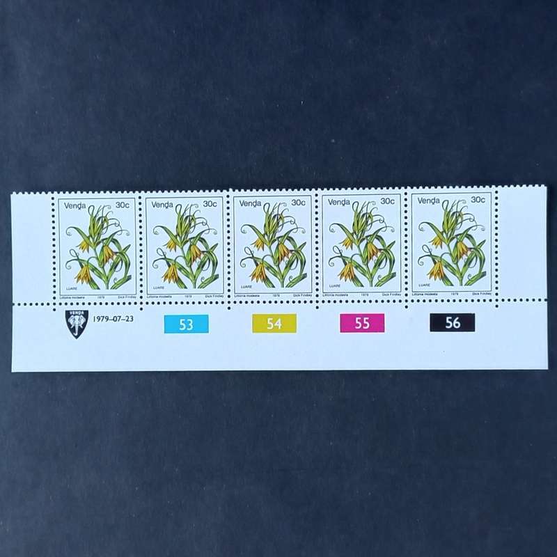 Venda - 1979 1st Defin Issue `Flowers` - 30c - Control Strip of 5 - MNH