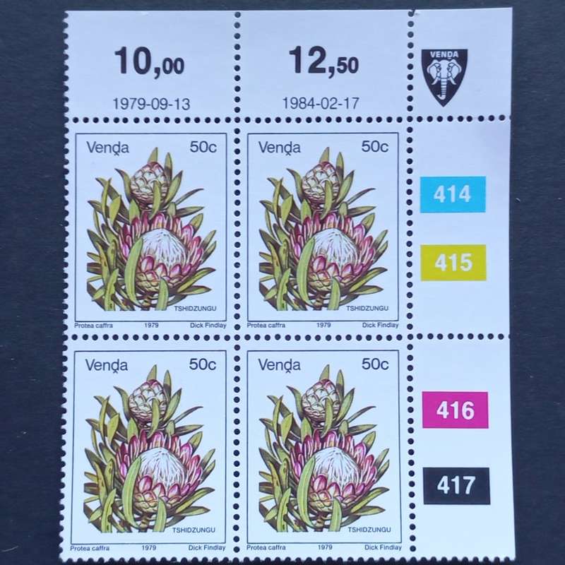 Venda - 1979 1st Defin Issue `Flowers` - 50c - Control Block of 4 - MNH