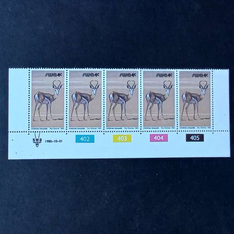 SWA - 1980 3rd Decimal Definitive Issue - 4c - Control Strip of 5 (Original Print) - MNH