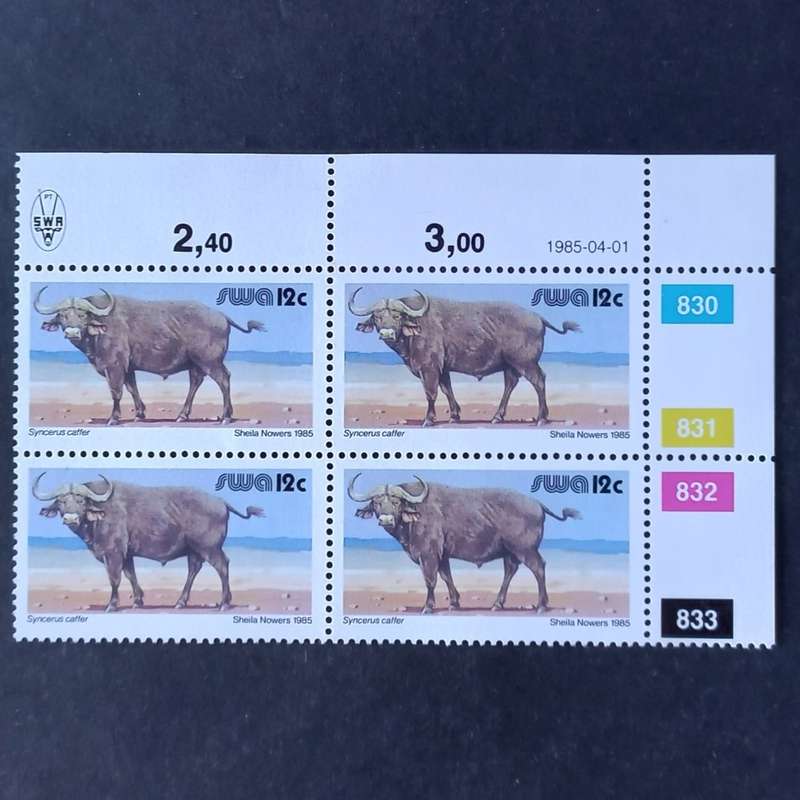SWA - 1985 Addt Value to 3rd Defin Issue - 12c - Control Block of 4 - MNH