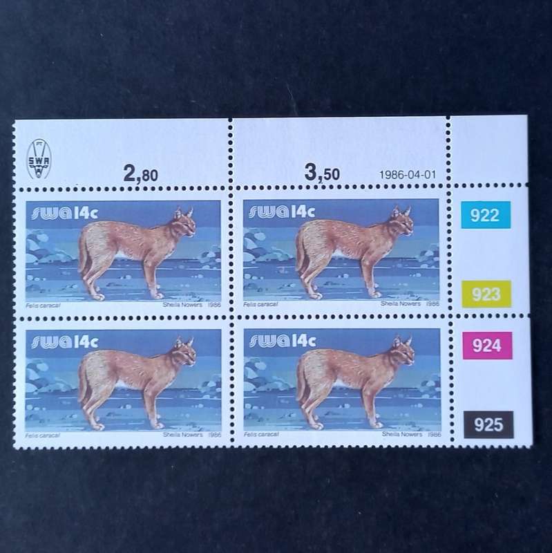 SWA - 1986 Addt Value to 3rd Defin Issue - 14c - Control Block of 4 - MNH