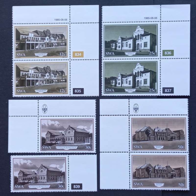 SWA - 1985 Historic Buildings of Windhoek - Full Set in Pairs or Singles - MNH