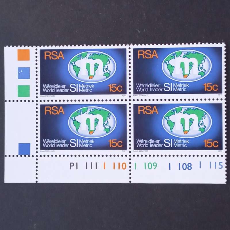 RSA - 1977 Metrication - Control Block of 4 - MNH