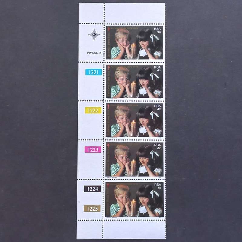 RSA - 1979 50th Anniversary of S.A. Christmas Fund - Control Strip of 5 - MNH