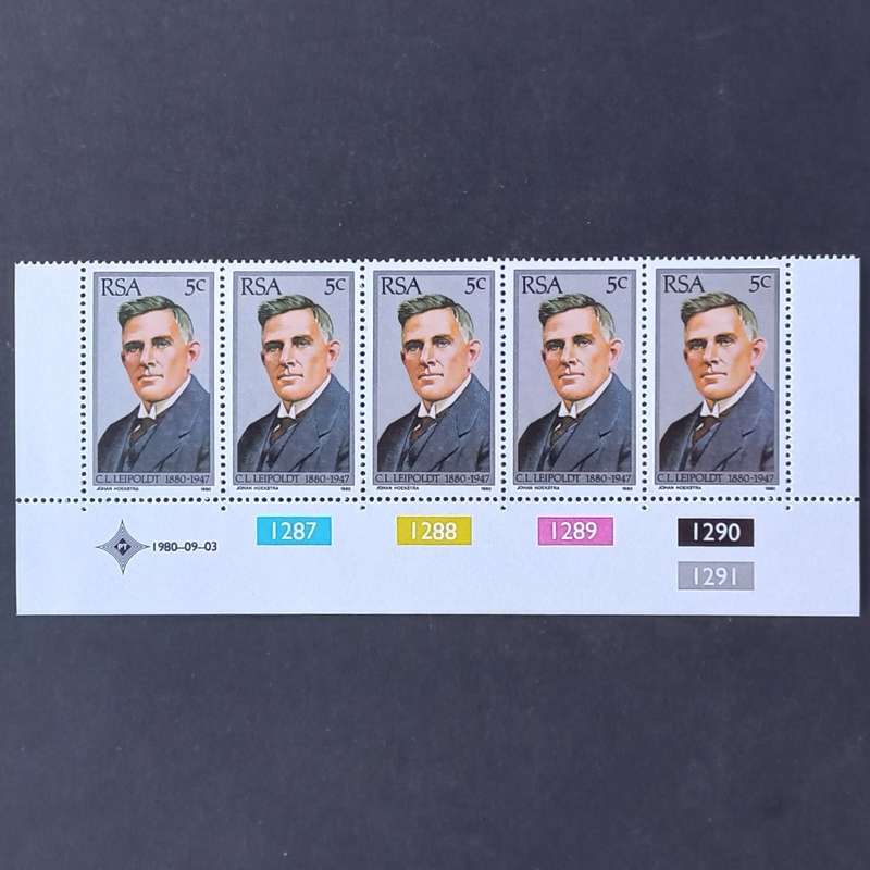 RSA - 1980 Tribute to C. Louis Leipoldt - Control Strip of 5 - MNH
