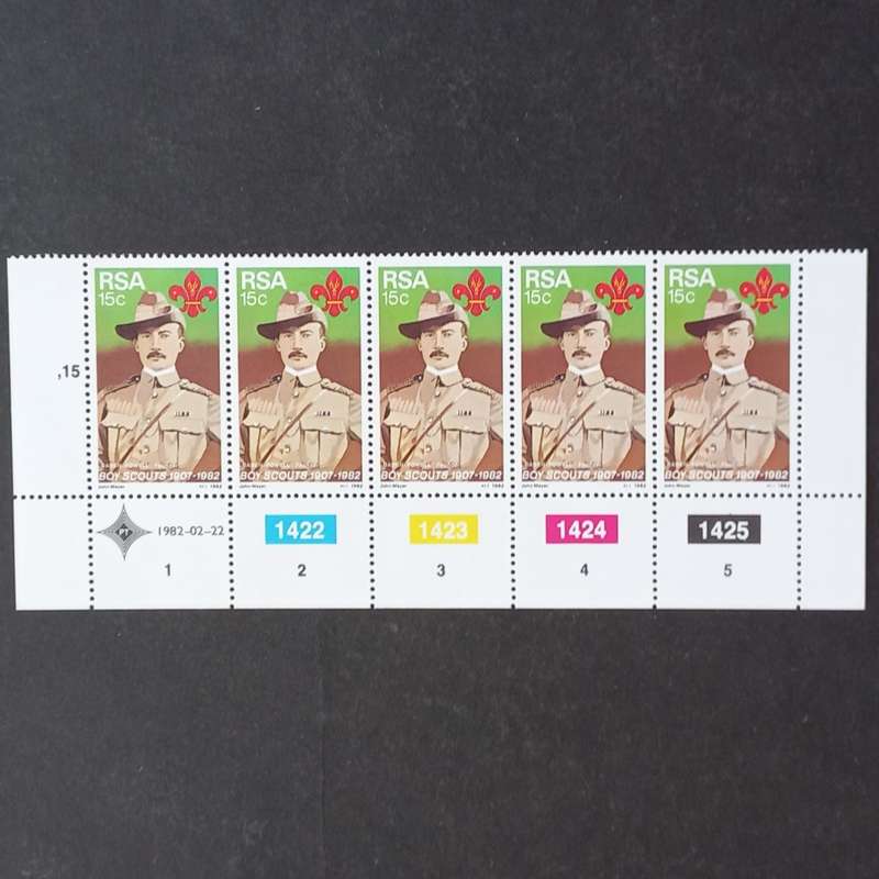 RSA - 1982 75th Anniversary of Boy Scout Movement - Control Strip of 5 - MNH