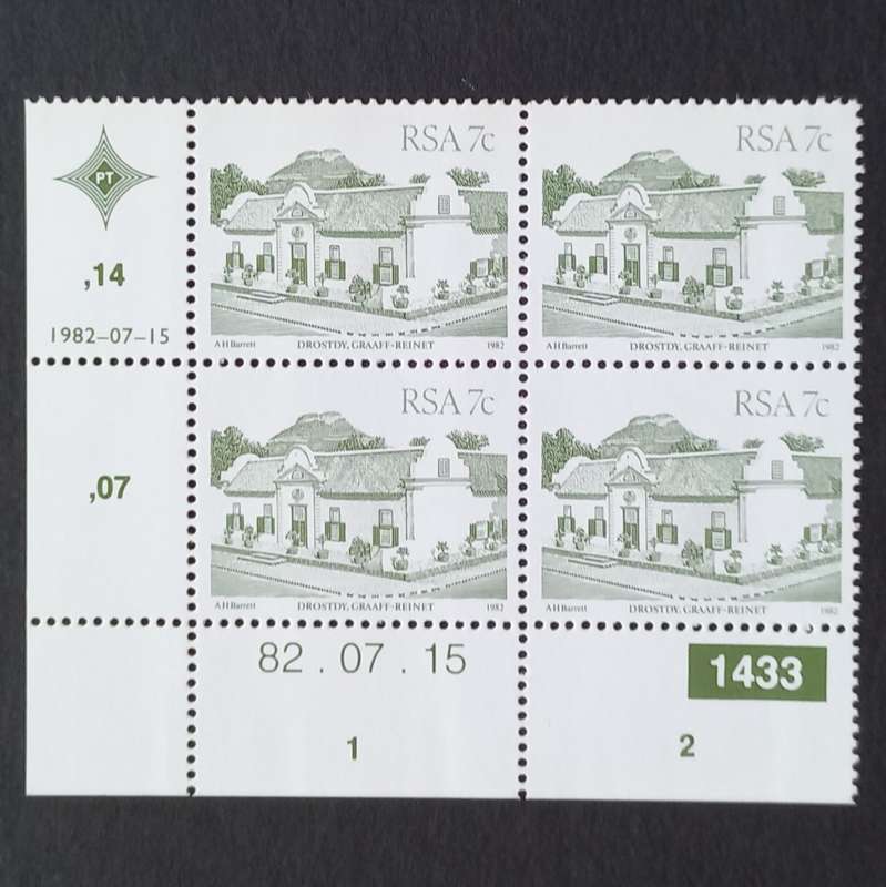 RSA - 1982 4th Defin Issue `SA Architecture` - 7c - Control Block of 4 - MNH