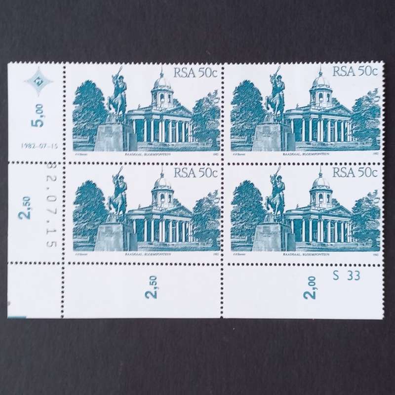 RSA - 1982 4th Defin Issue `SA Architecture` - 50c - Control Block of 4 - MNH