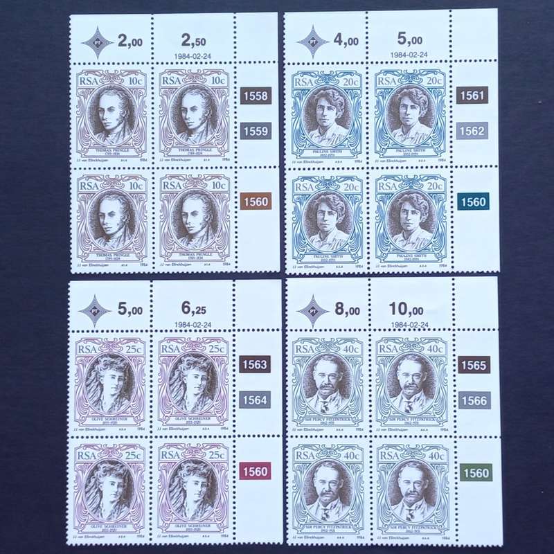 RSA - 1984 SA English Authors - Full Set of Controls - MNH